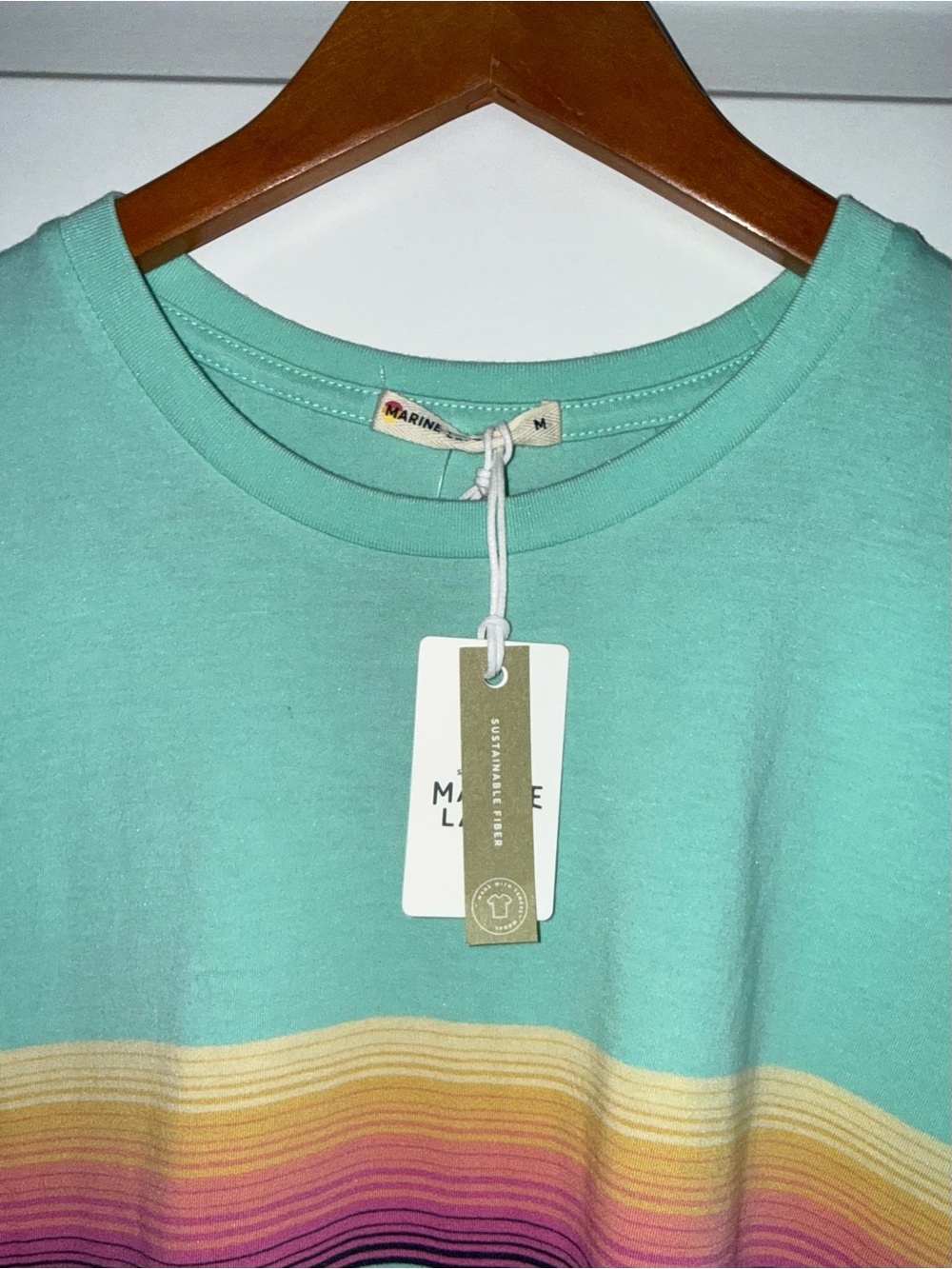 Marine Layer Signature Crew Cotton/Modal Stripe Tee in "Ocean Wave" - NWT - Picture 2 of 8